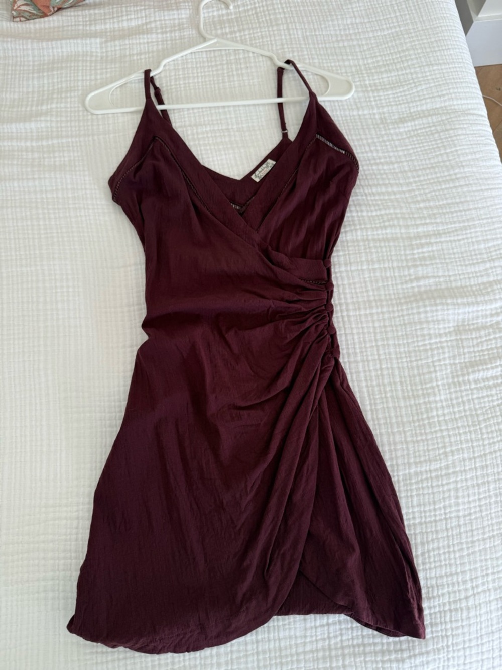 Free People Ruched Wrap Mini Dress - Burgundy